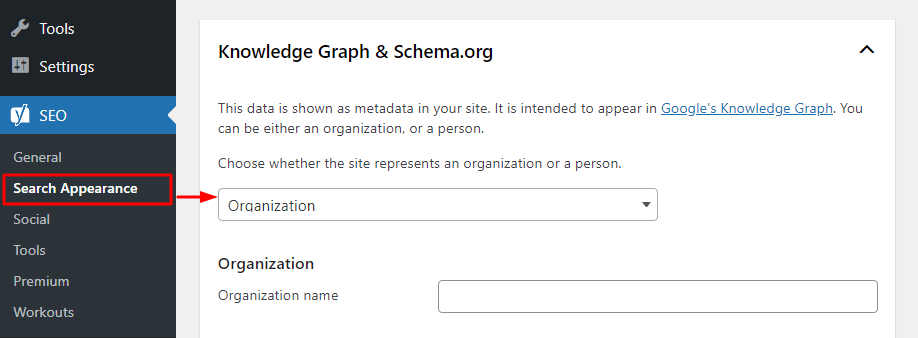 Knowledge Graph & Schema Section of Yoast Plugin