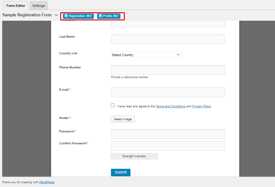 Sample Registration Form- How to manage affiliates